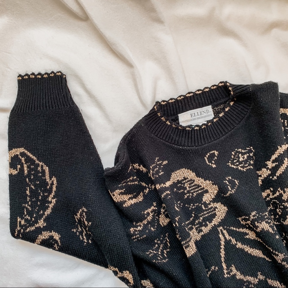 Vintage Black + Gold Crewneck Sweater SZ XL